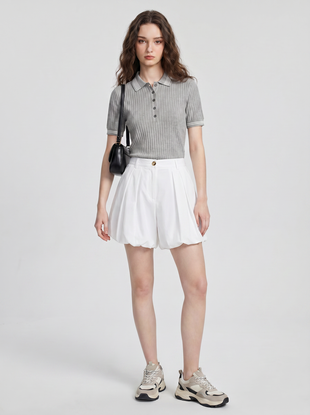Women’s Ribbed Knit Polo Top