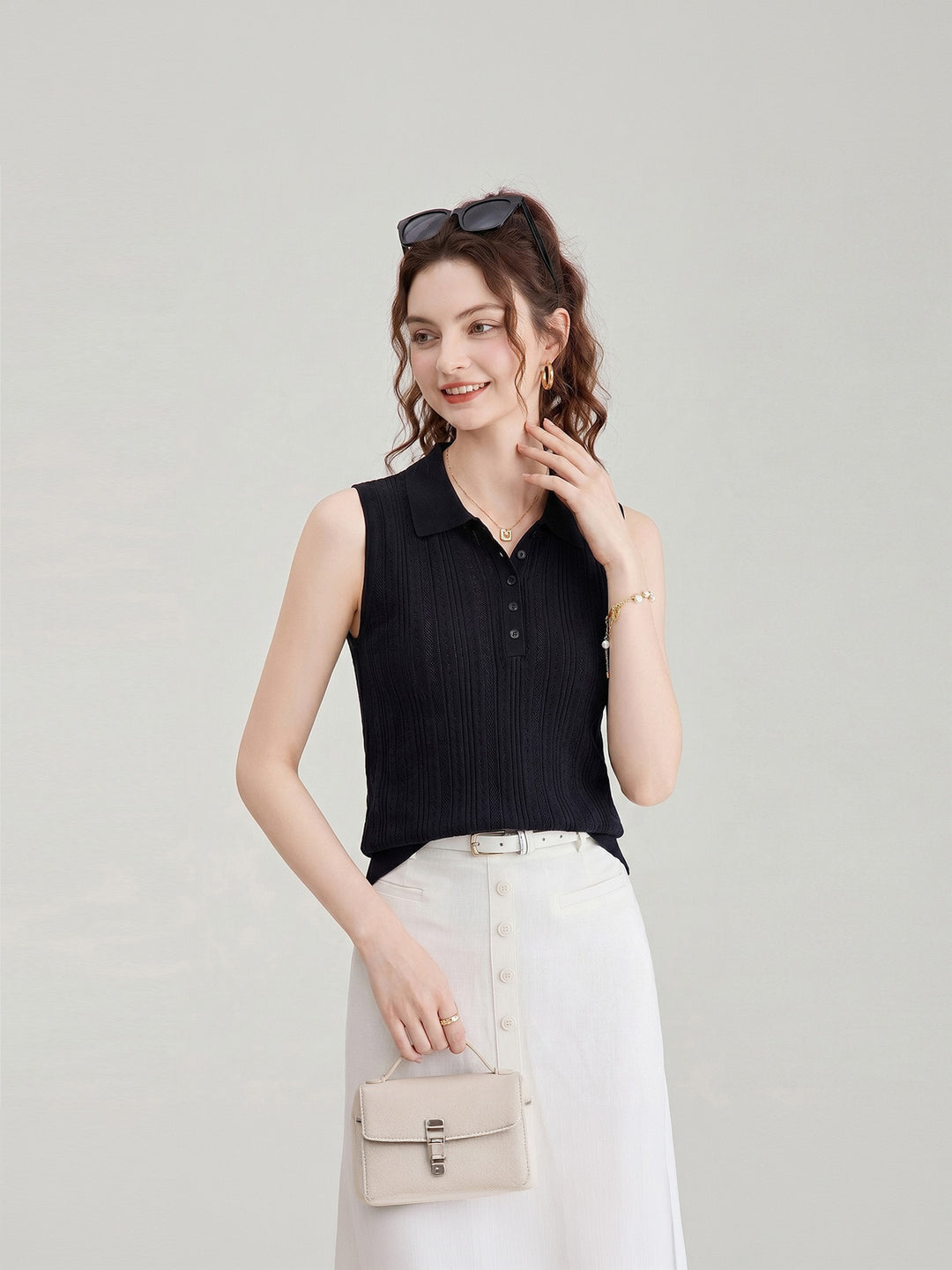 Lightweight Tencel Linen Knit Tank Top for Women