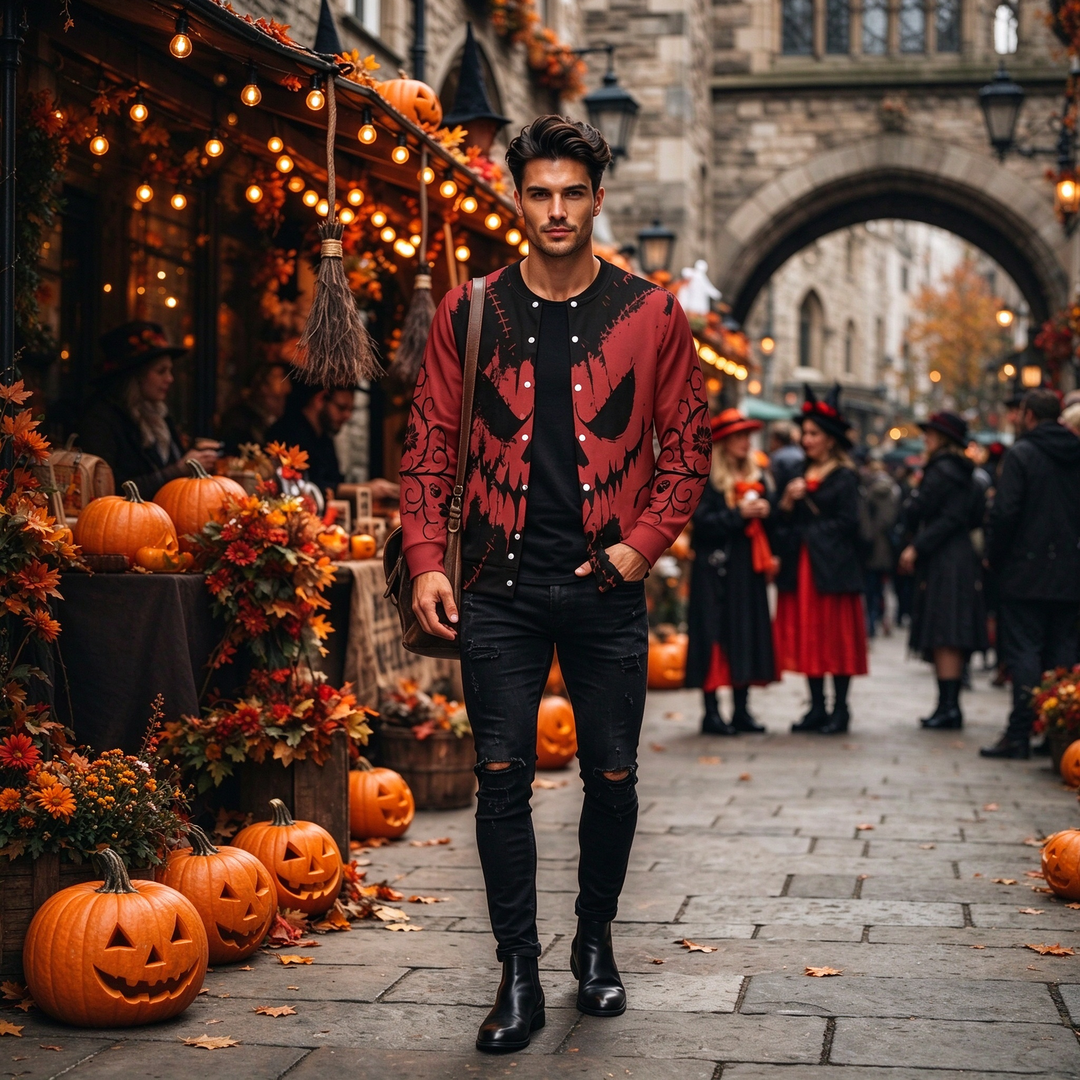 Pumpkin Face Print - Men&