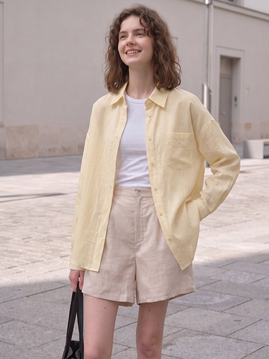 Pure Ramie French Riviera Oversized Shirt — Premium 100-Count Linen-Style Sun-Protection Blouse