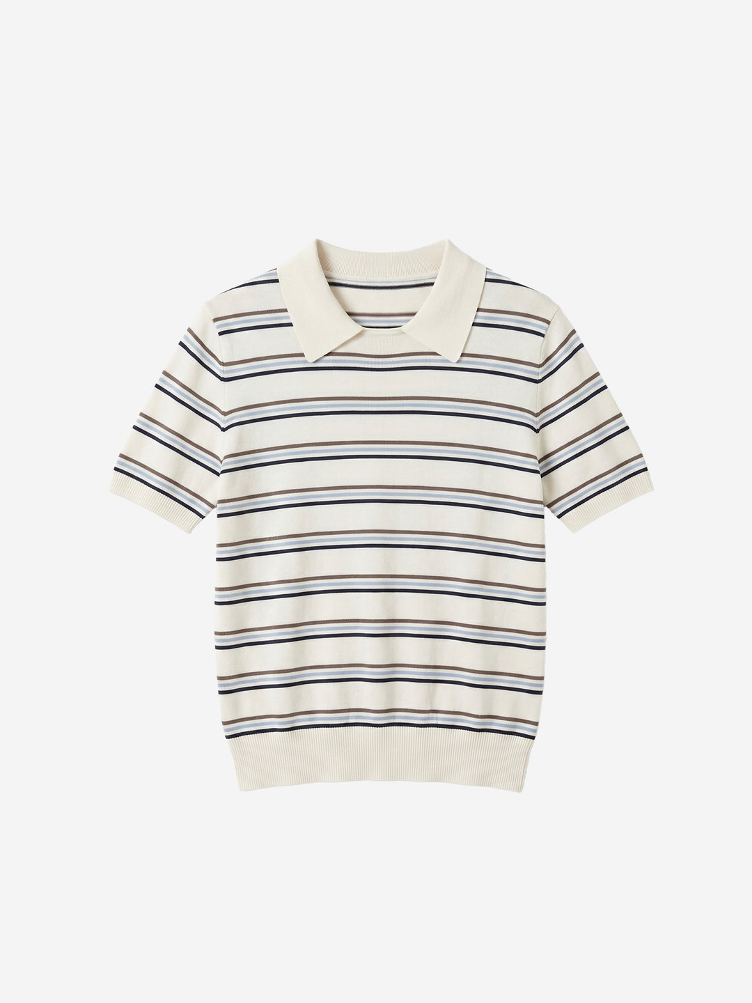 Gestricktes Polo-Top mit Streifenmuster und Kontrastkragen