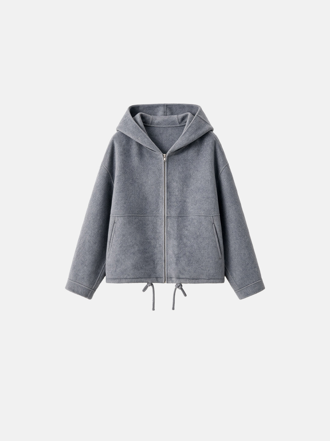 Hooded Double Sided Silk and Wool Blend Pullover Women Coat
