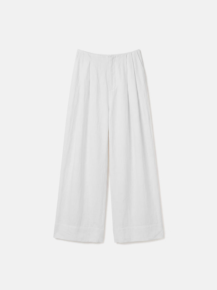 Minimalist Lyocell-Linen Wide-Leg Trousers — Japanese-Inspired Quiet Luxury Palazzo Pants
