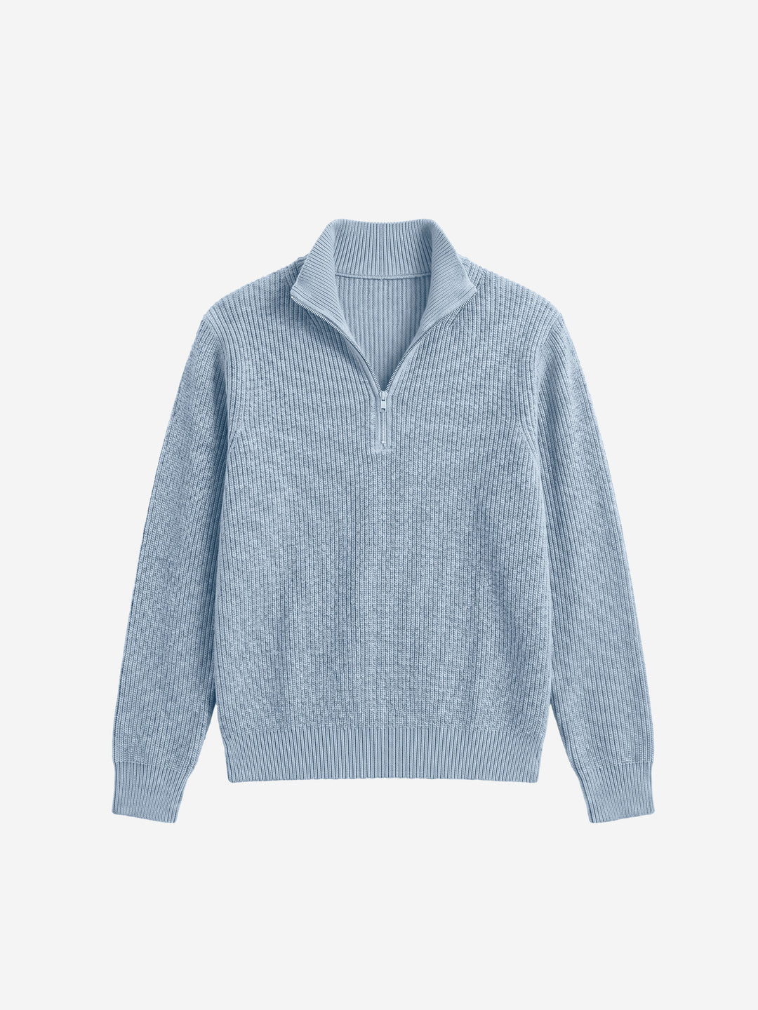 Unisex Half-Zip Mock Neck Wool Blend Knit Sweater