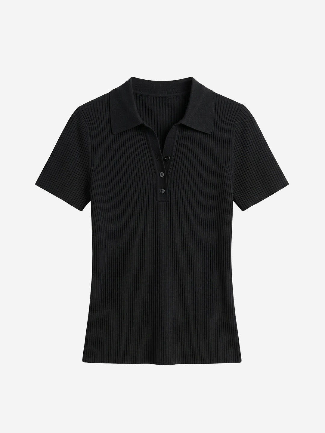 Women’s Ribbed Lapel Short Sleeve Knit Top