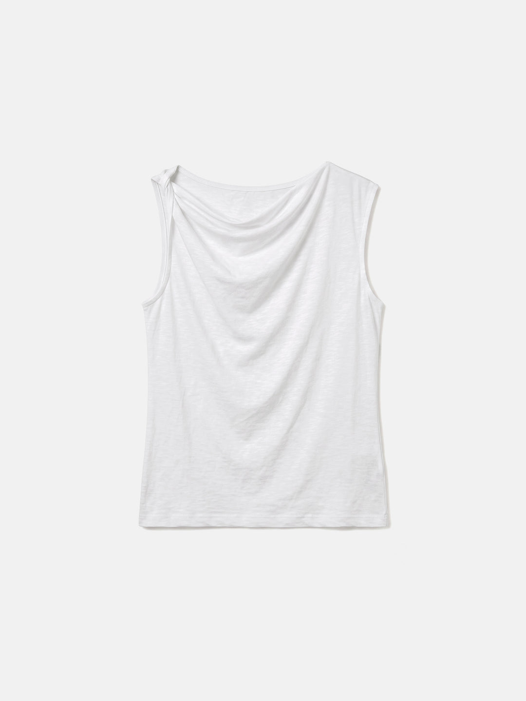 Old Money Asymmetric Cotton-Linen Knit Top — Twisted-Knot One-Shoulder Summer Vest