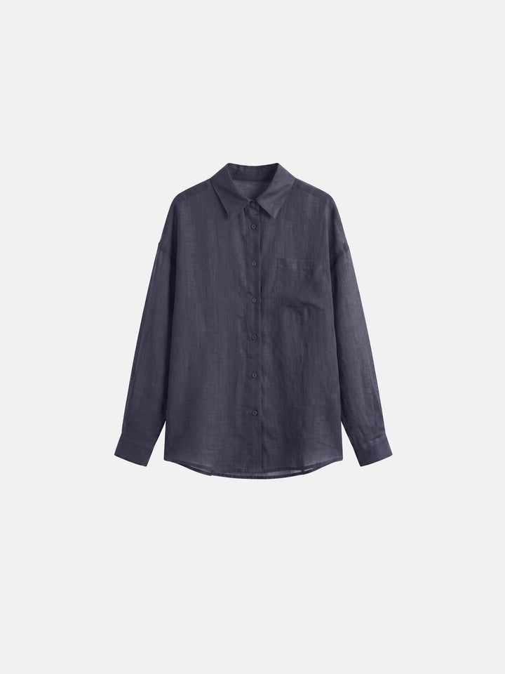 Pure Ramie French Riviera Oversized Shirt — Premium 100-Count Linen-Style Sun-Protection Blouse