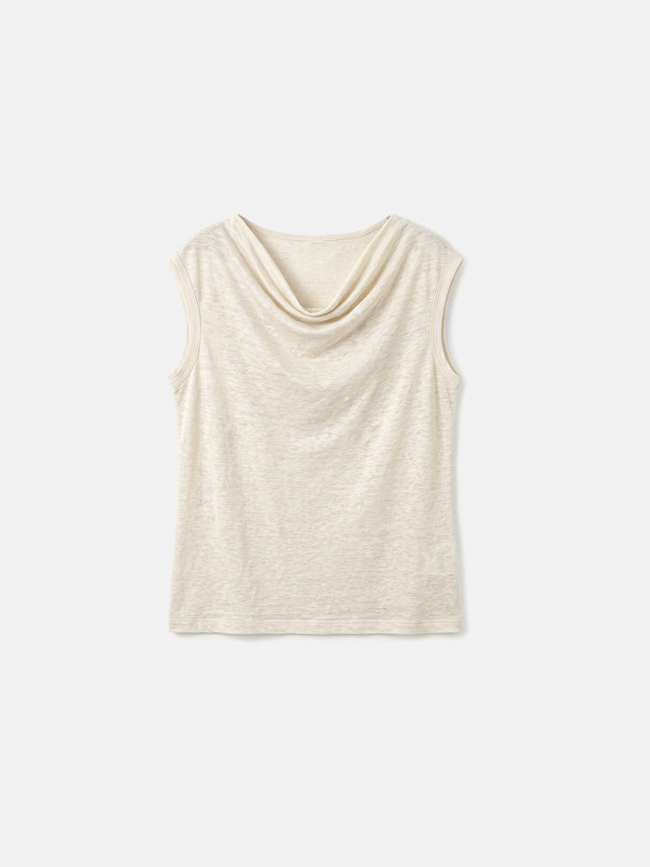 100% Pure Hemp Off-Shoulder Cowl Neck Knit Top — Sustainable Luxury Ethereal Summer Blouse