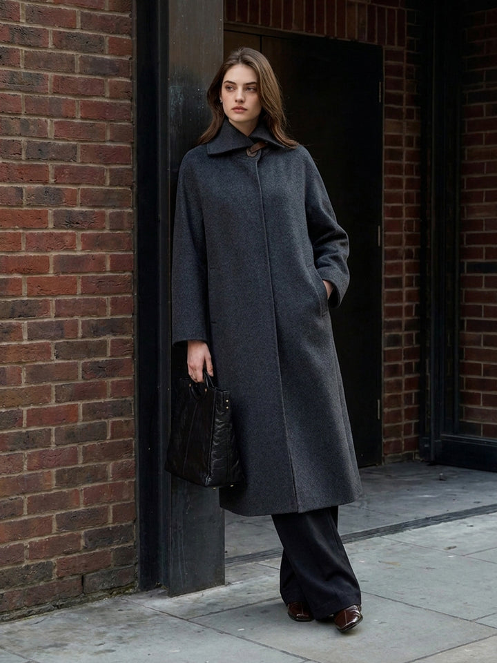 100% Cashmere Double-Sided Long Overcoat - Winter Commuter Coat
