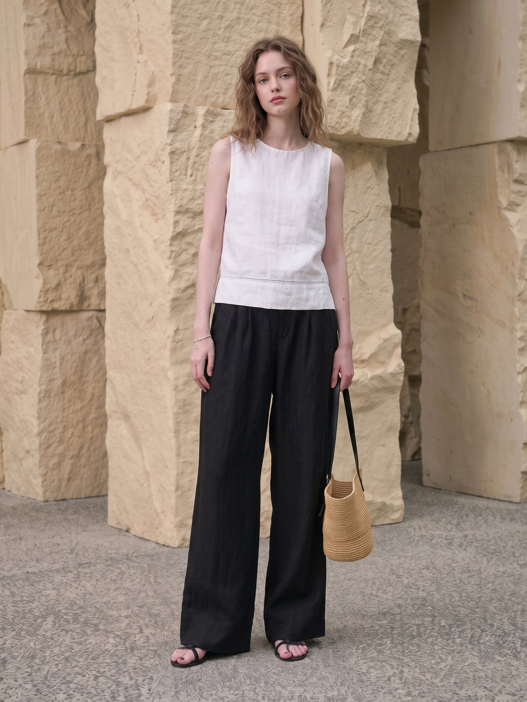 Minimalist Lyocell-Linen Wide-Leg Trousers — Japanese-Inspired Quiet Luxury Palazzo Pants