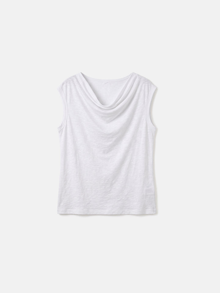 100% Pure Hemp Off-Shoulder Cowl Neck Knit Top — Sustainable Luxury Ethereal Summer Blouse