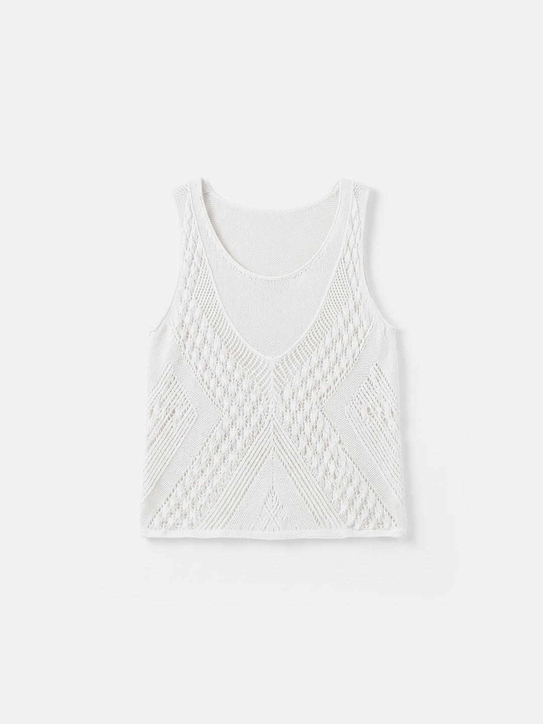 The Santorini Pointelle Faux-Layer Vest — Linen-Lyocell Open-Knit Sleeveless Top