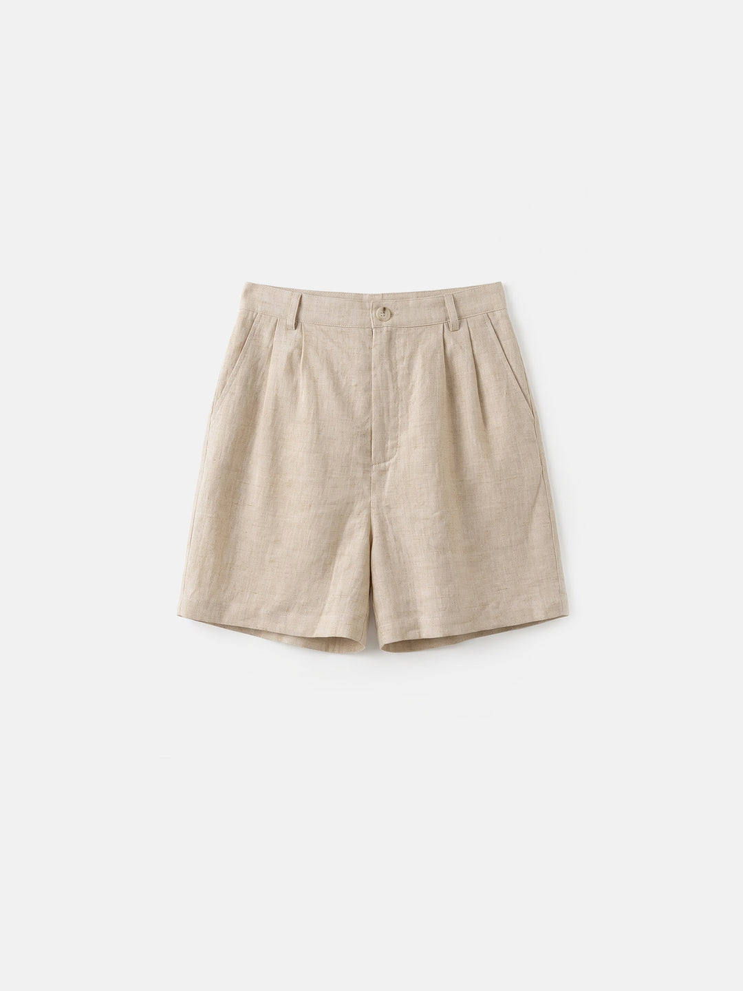 Pure Linen High-Waist Pleated Wide-Leg Shorts — Certified 100% Linen Effortless Summer Staple