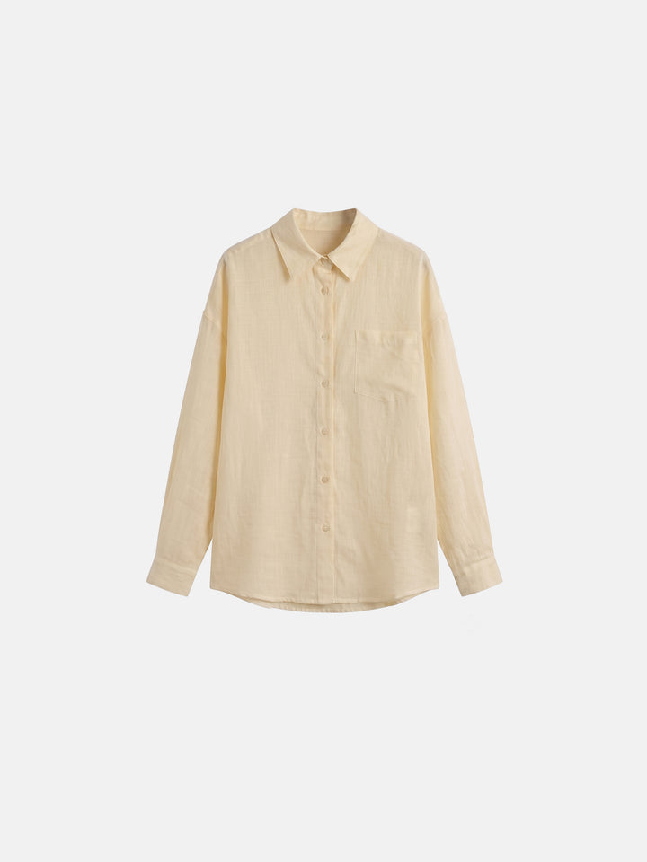 Pure Ramie French Riviera Oversized Shirt — Premium 100-Count Linen-Style Sun-Protection Blouse