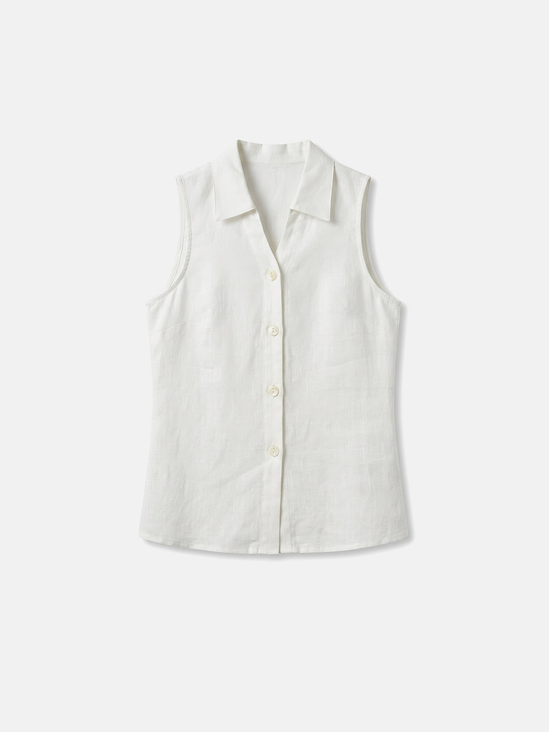 The Montauk 100% Pure Linen Sleeveless Vest — Refined V-Neck Lapel Shell Top