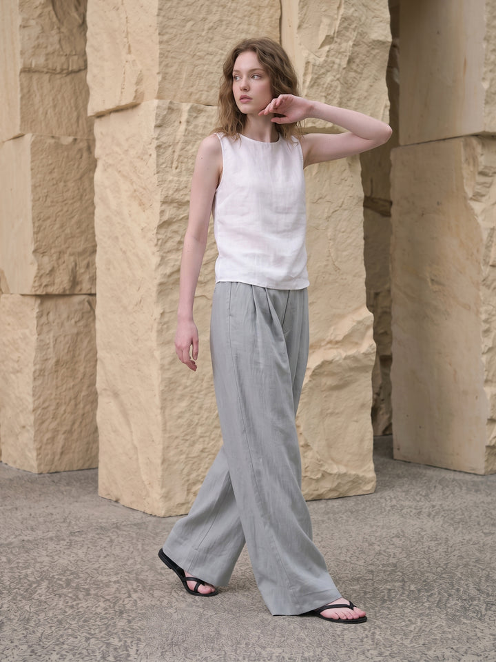 Minimalist Lyocell-Linen Wide-Leg Trousers — Japanese-Inspired Quiet Luxury Palazzo Pants