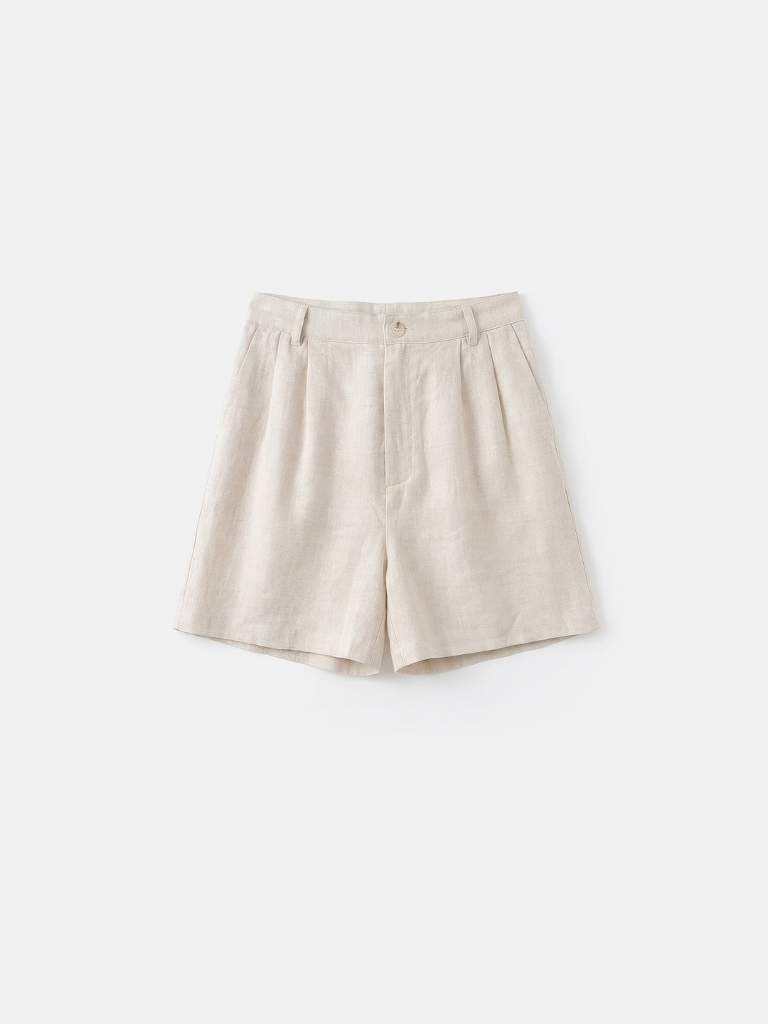 Pure Linen High-Waist Pleated Wide-Leg Shorts — Certified 100% Linen Effortless Summer Staple