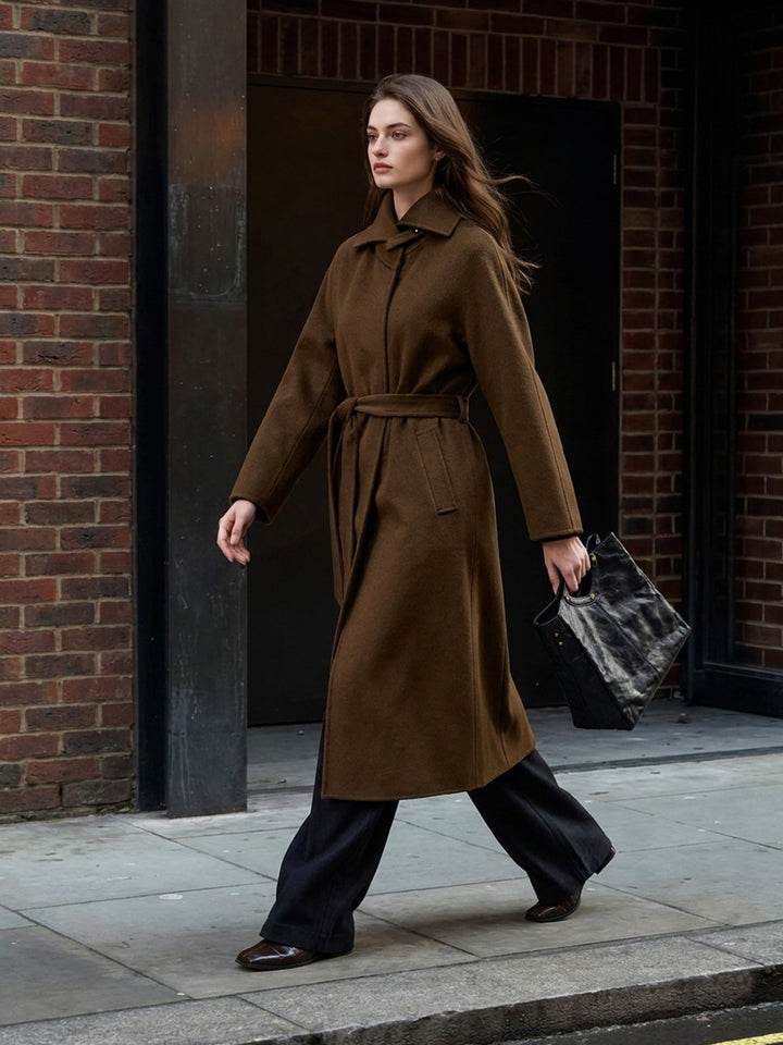 100% Cashmere Double-Sided Long Overcoat - Winter Commuter Coat