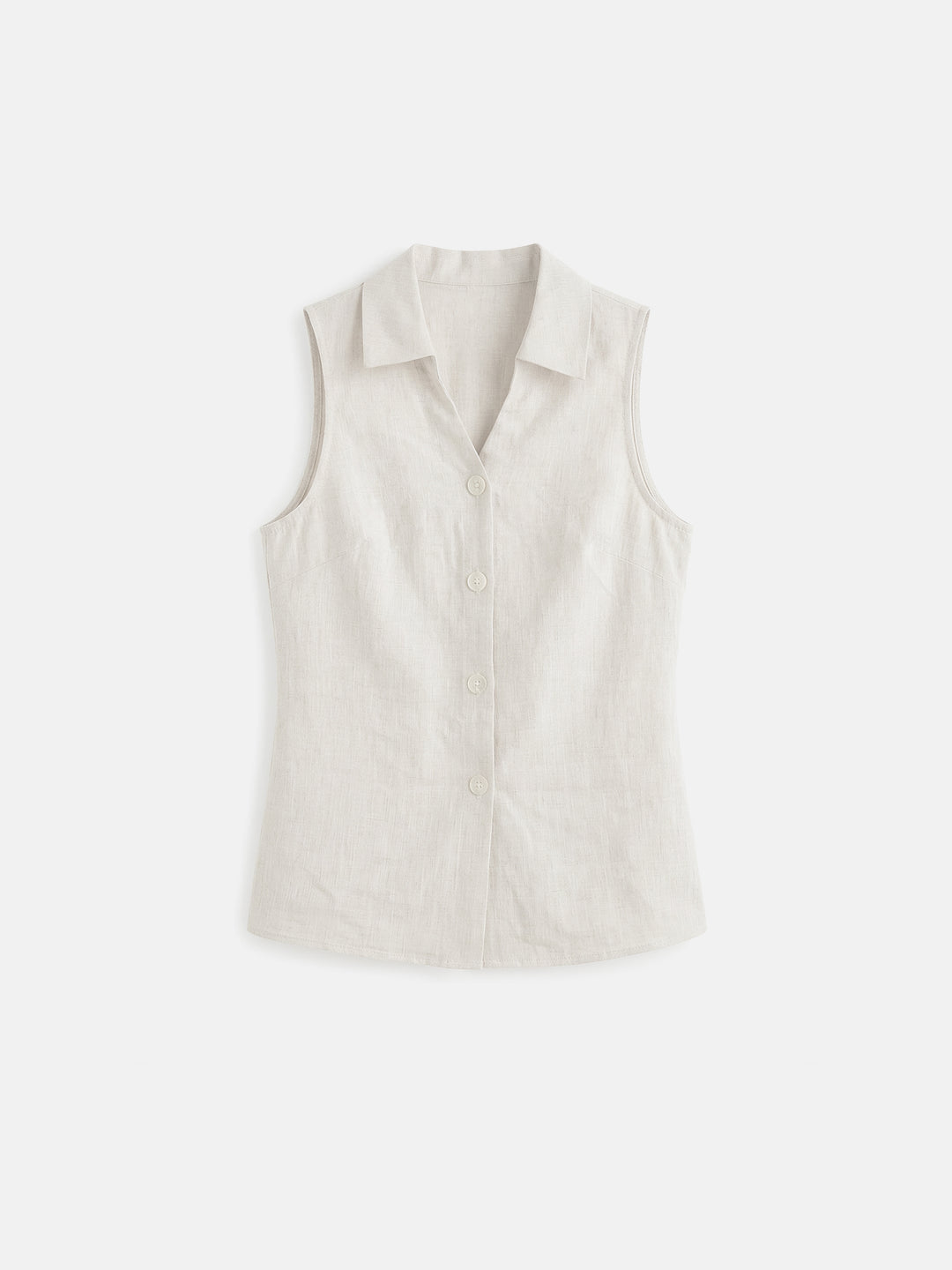 The Montauk 100% Pure Linen Sleeveless Vest — Refined V-Neck Lapel Shell Top