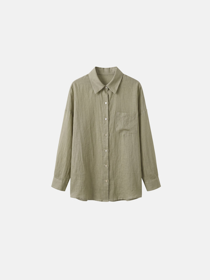 Pure Ramie French Riviera Oversized Shirt — Premium 100-Count Linen-Style Sun-Protection Blouse