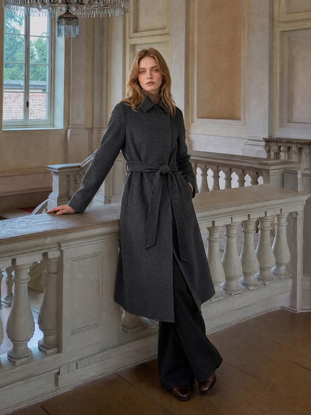 Double-Sided Cashmere Single Button Overcoat for Women