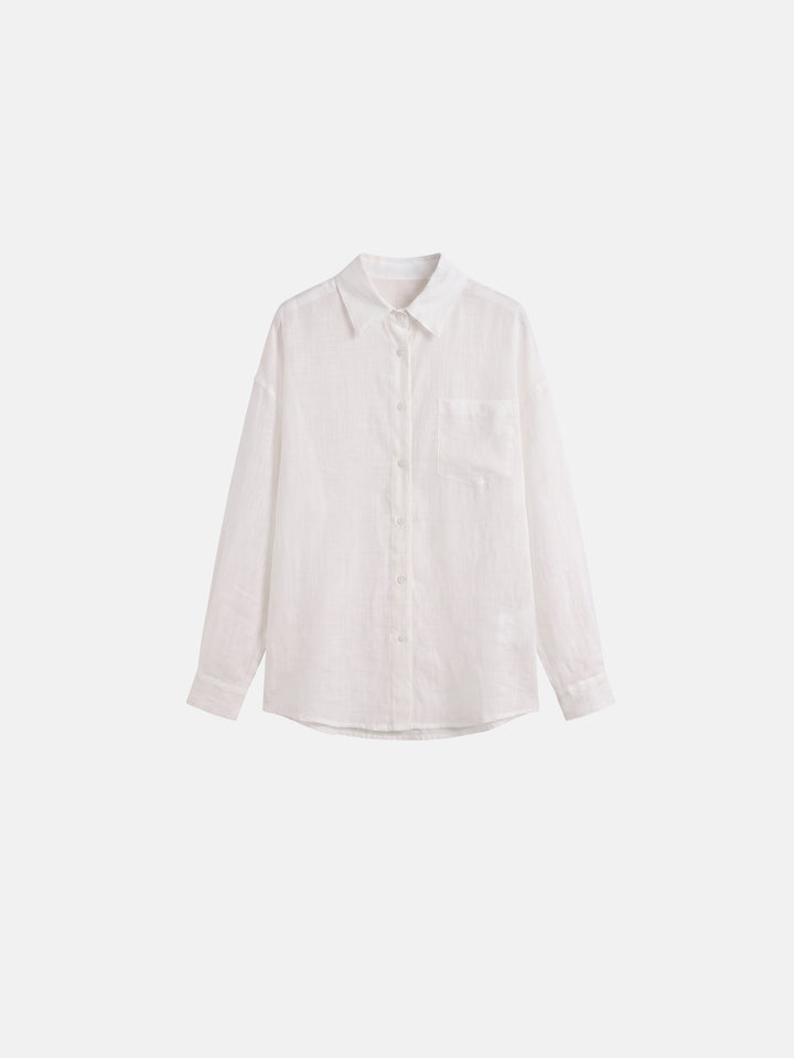 Pure Ramie French Riviera Oversized Shirt — Premium 100-Count Linen-Style Sun-Protection Blouse
