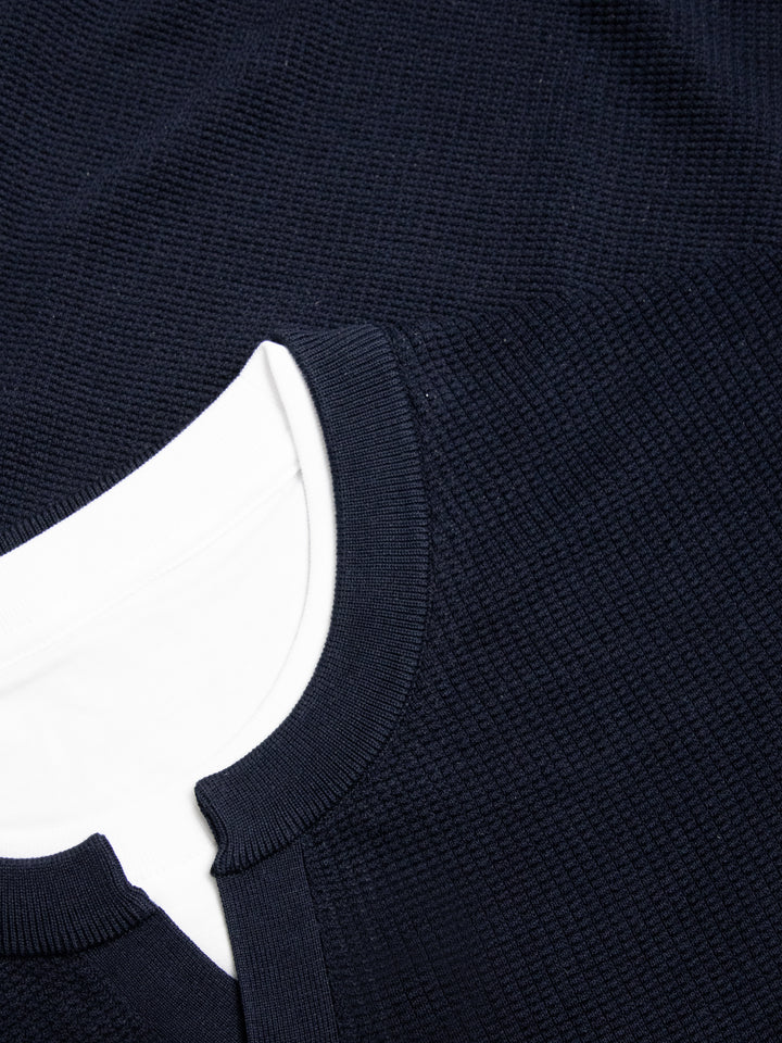 Premium Lyocell Silk Blend Knit T-Shirt Luxury Layered Henley V Neck Summer Knitwear for Men
