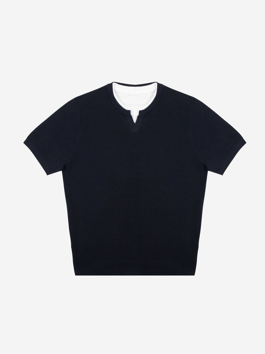 Premium Lyocell Silk Blend Knit T-Shirt Luxury Layered Henley V Neck Summer Knitwear for Men