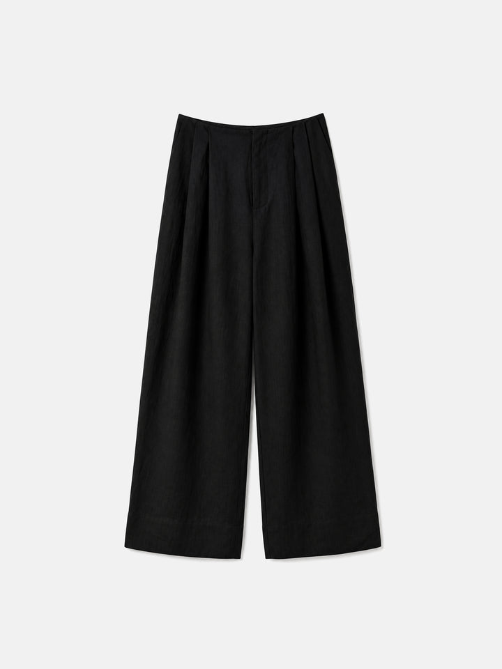 Minimalist Lyocell-Linen Wide-Leg Trousers — Japanese-Inspired Quiet Luxury Palazzo Pants