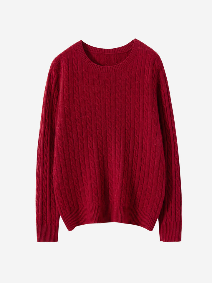 Pull ras du cou en cachemire torsadé pour femme