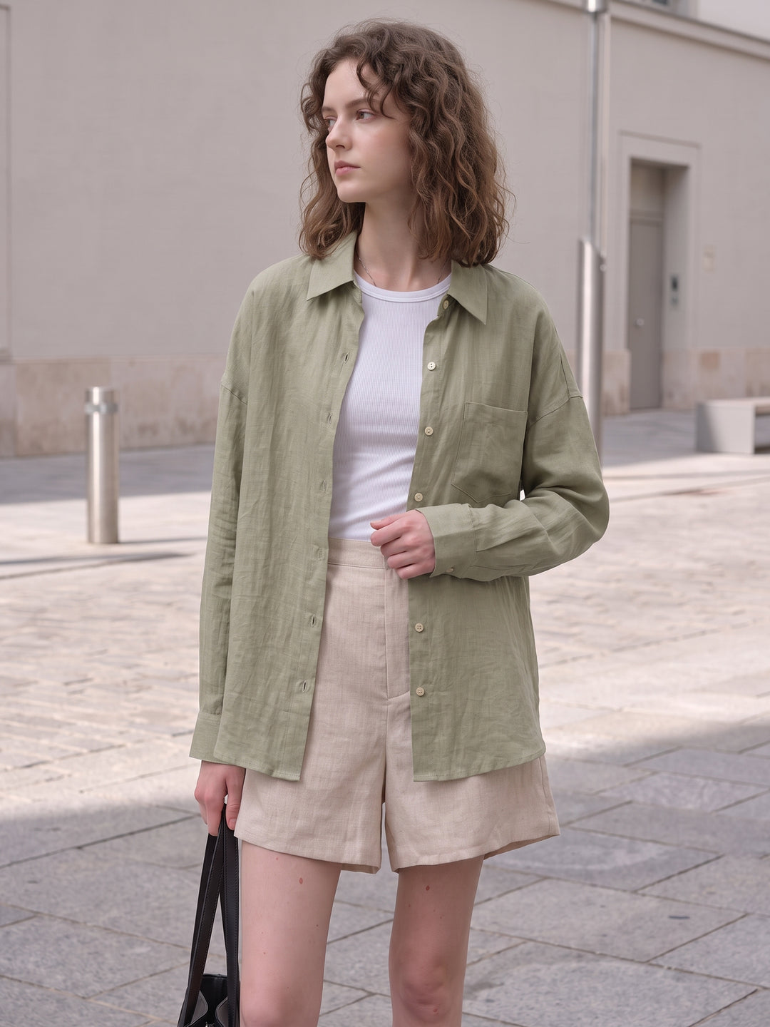 Pure Ramie French Riviera Oversized Shirt — Premium 100-Count Linen-Style Sun-Protection Blouse