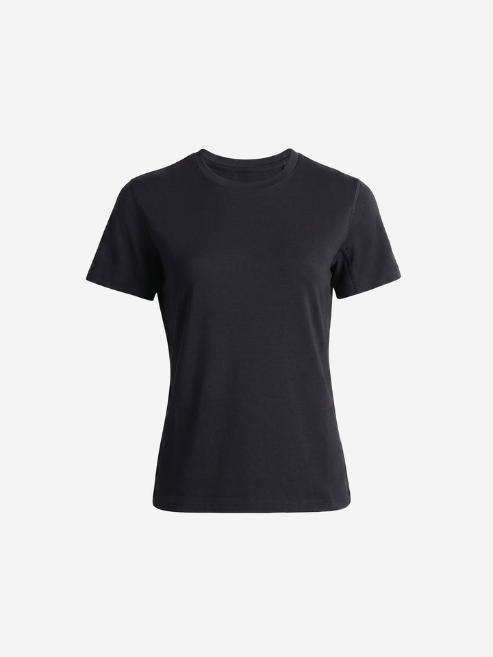 Damen Merino Wolle Schnelltrocknendes Kurzarm Sport T-Shirt Schmal Geschnitten Lauf- und Fitness-Top