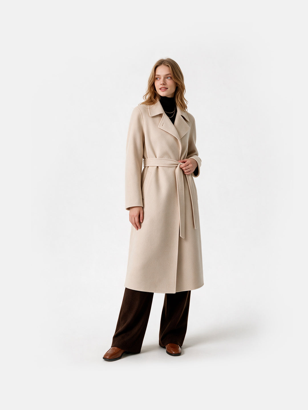 Double-Sided Cashmere Single Button Overcoat for Women