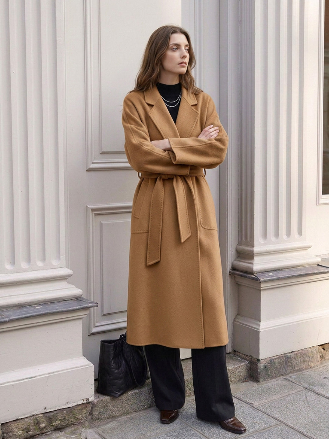 100% Cashmere Wrap Overcoat for Women