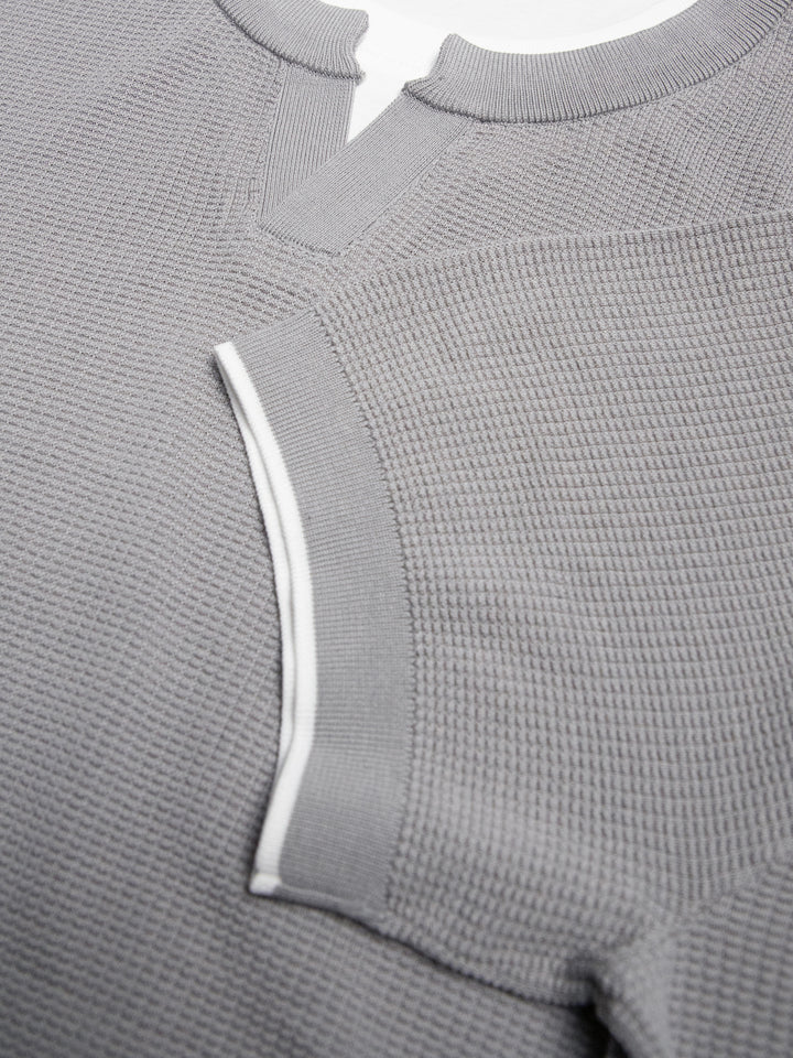 Premium Lyocell Silk Blend Knit T-Shirt Luxury Layered Henley V Neck Summer Knitwear for Men
