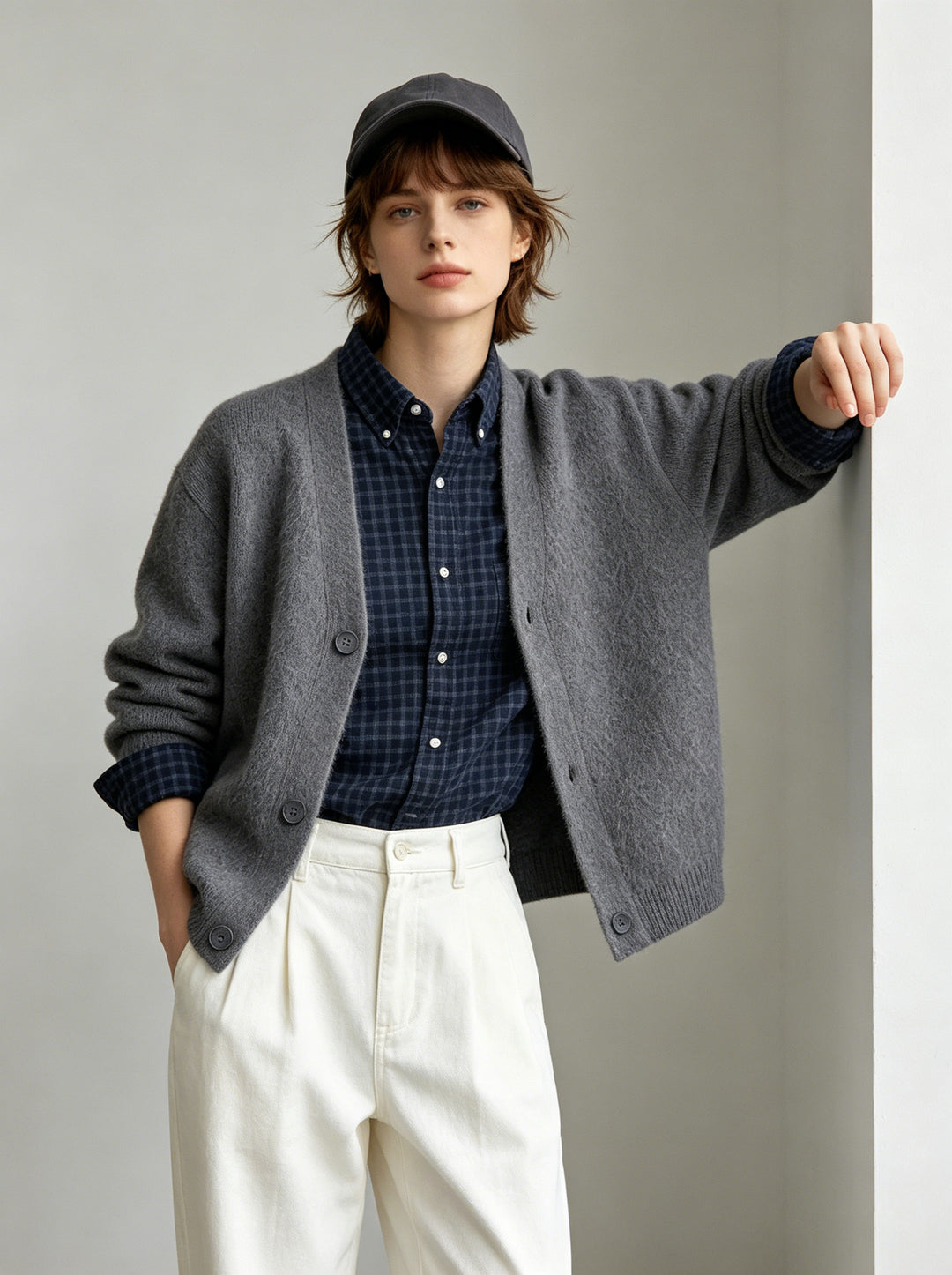 Women Warm Fluffy V-Neck Knit Cardigan