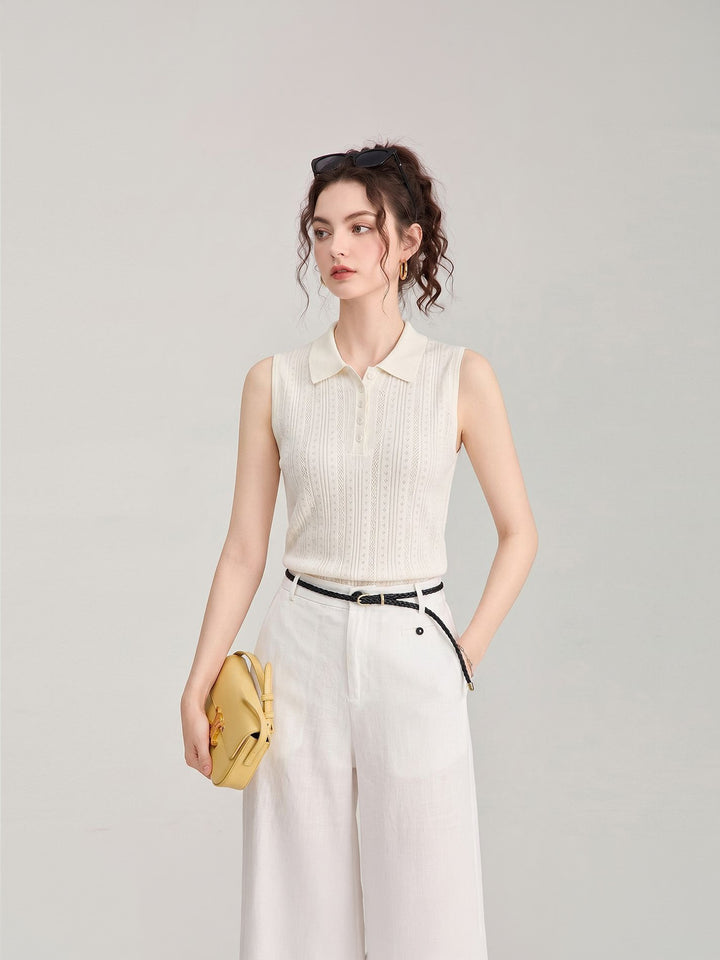 Lightweight Tencel Linen Knit Tank Top for Women
