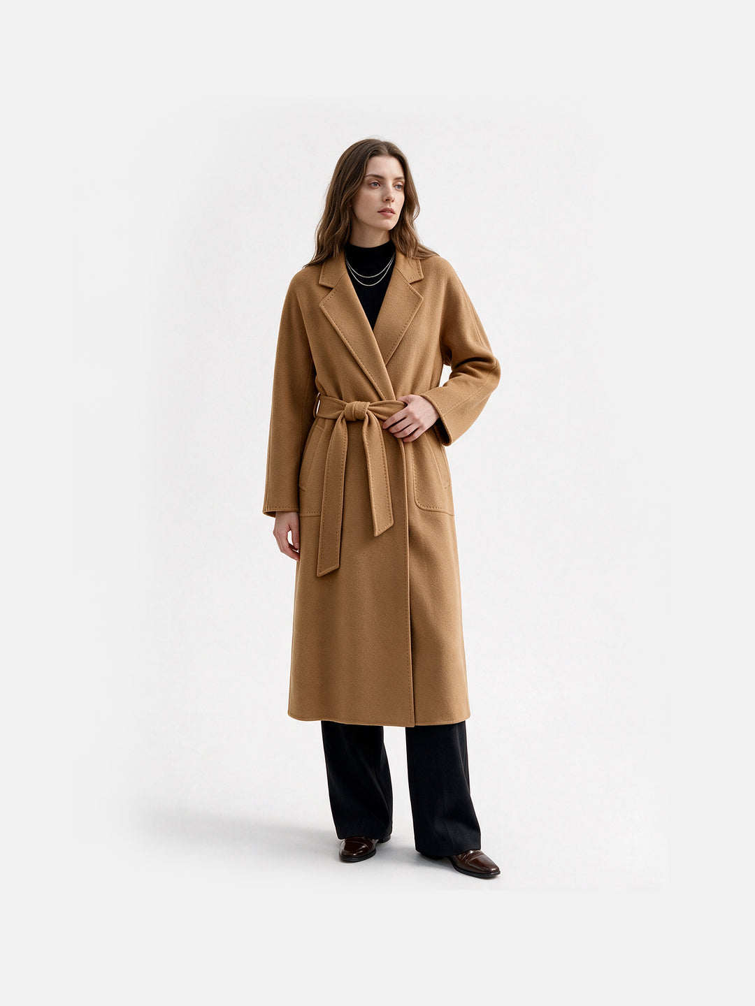 100% Cashmere Wrap Overcoat for Women