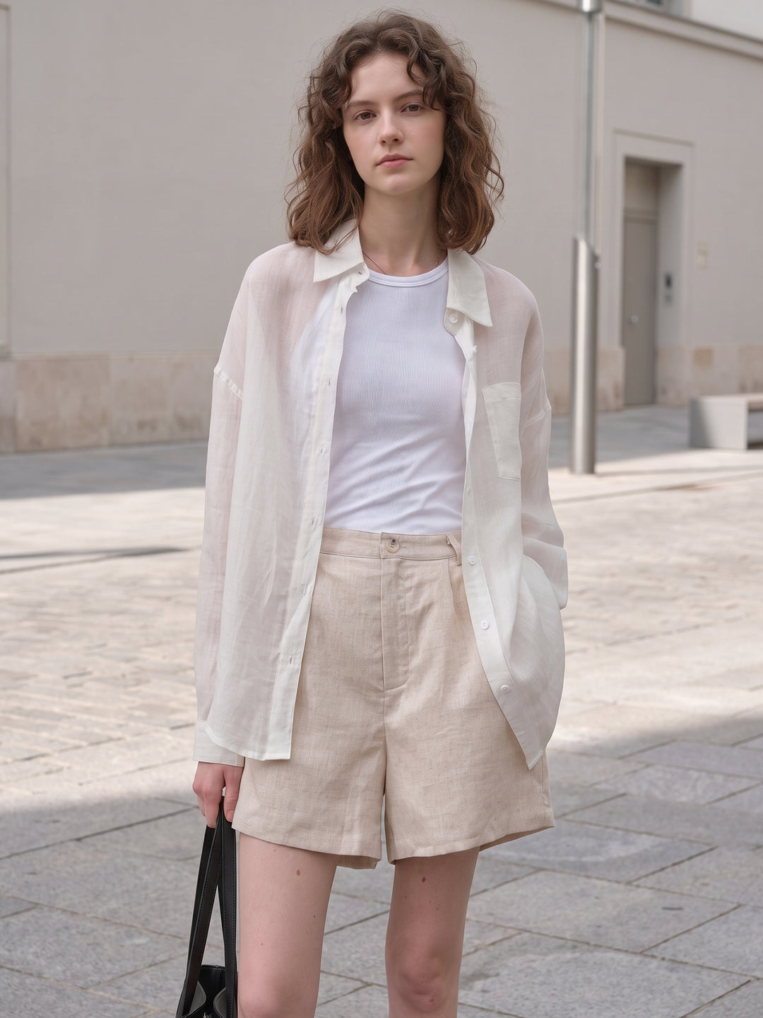 Pure Ramie French Riviera Oversized Shirt — Premium 100-Count Linen-Style Sun-Protection Blouse