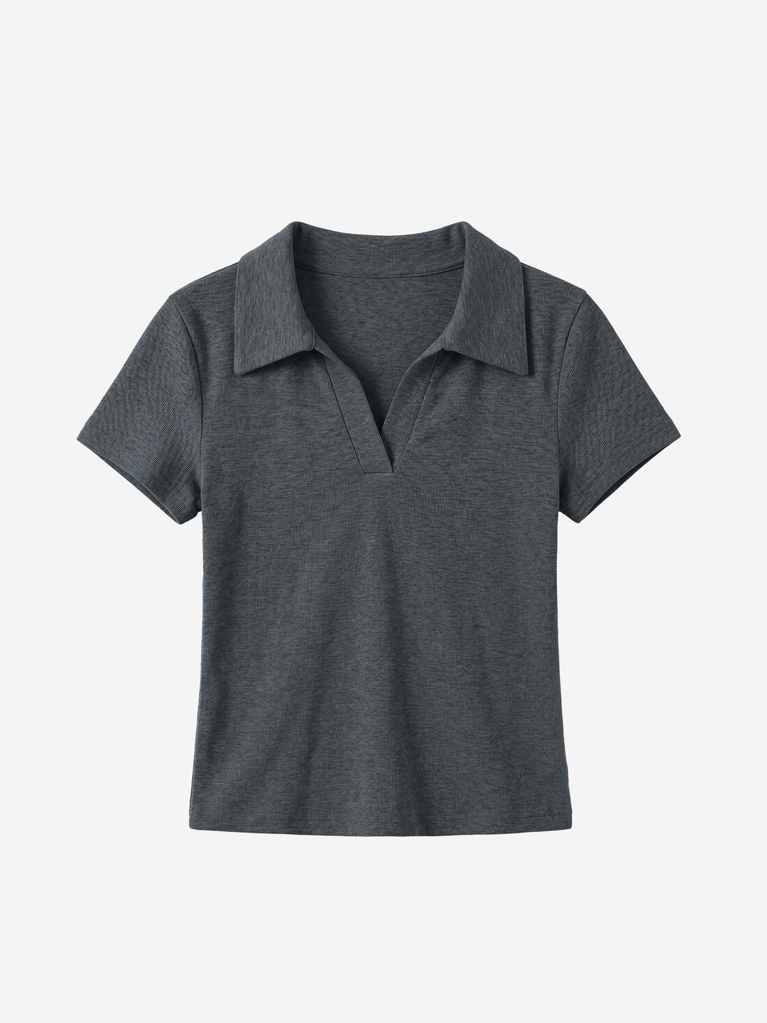 Geripptes, gerafftes, bauchfreies Kurzarm-Top für Damen