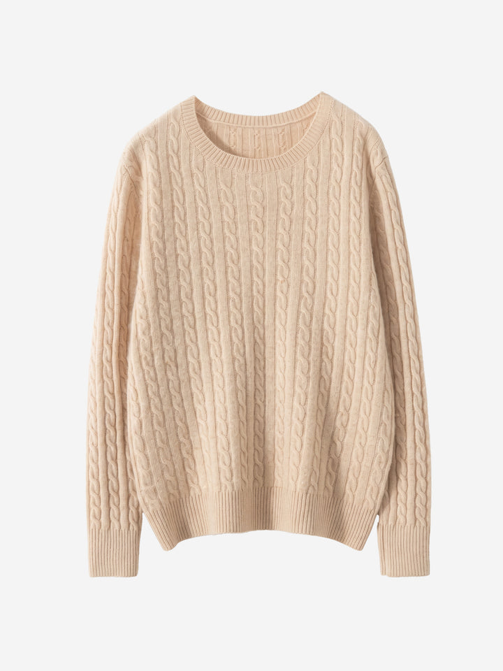 Pull ras du cou en cachemire torsadé pour femme