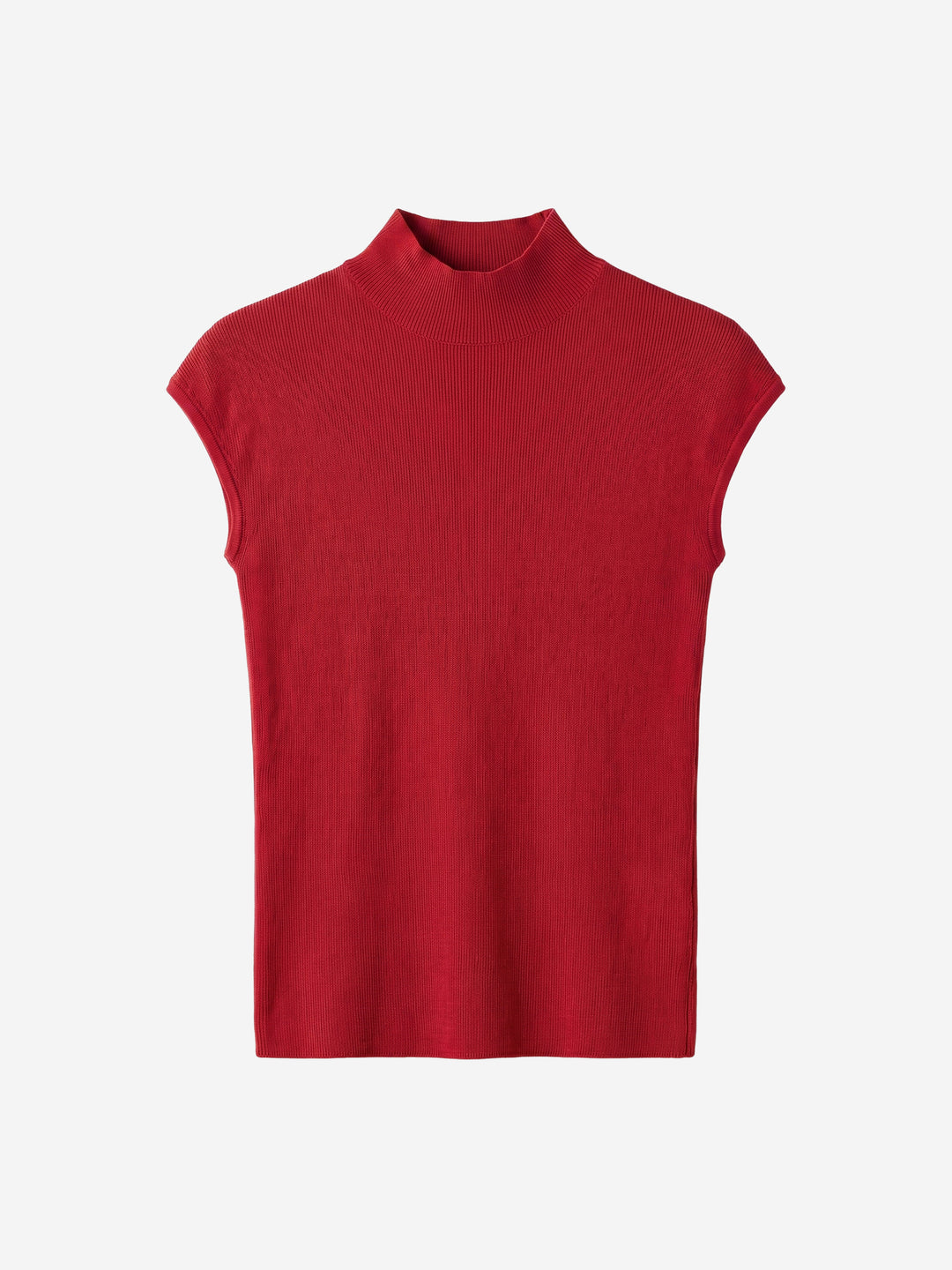 Damen Stricktop aus Wolle mit Mock-Neck und Kappenärmeln