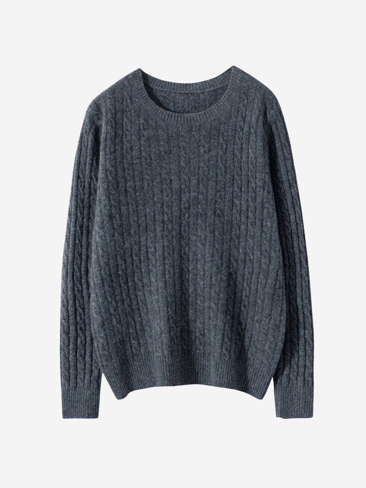 Pull ras du cou en cachemire torsadé pour femme