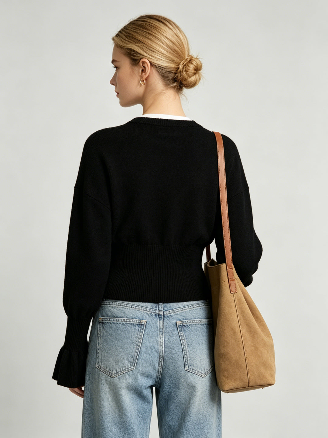 Women Relaxed Cozy Flared Cuff Knit Cardigan