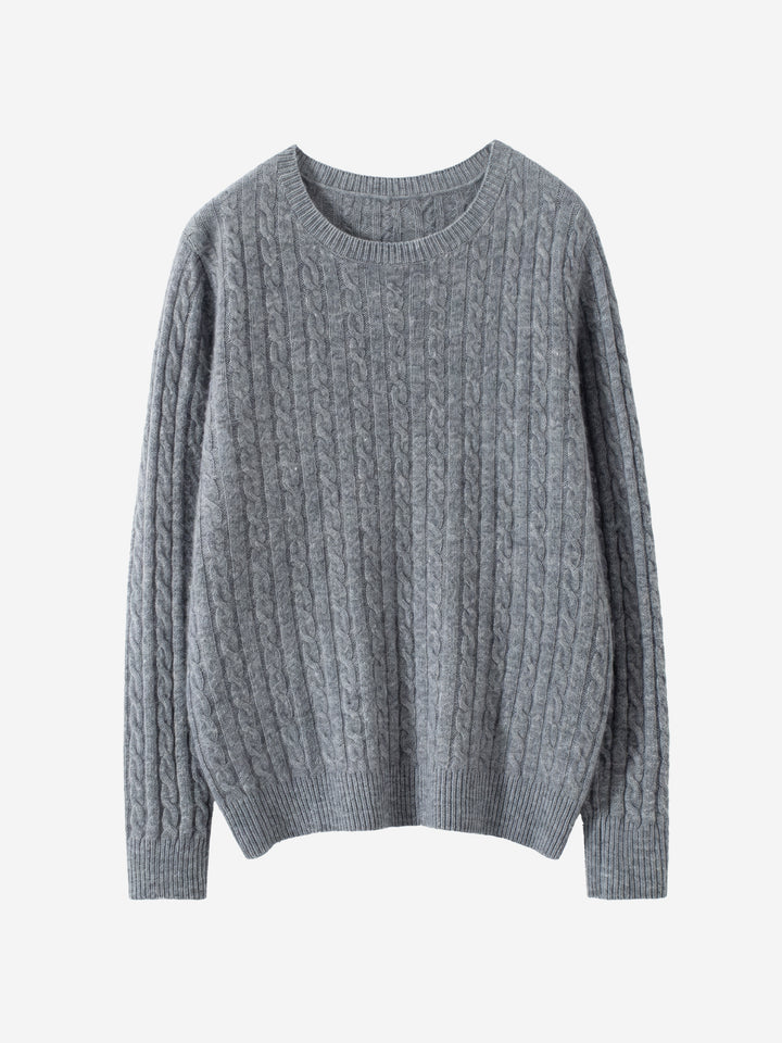 Pull ras du cou en cachemire torsadé pour femme