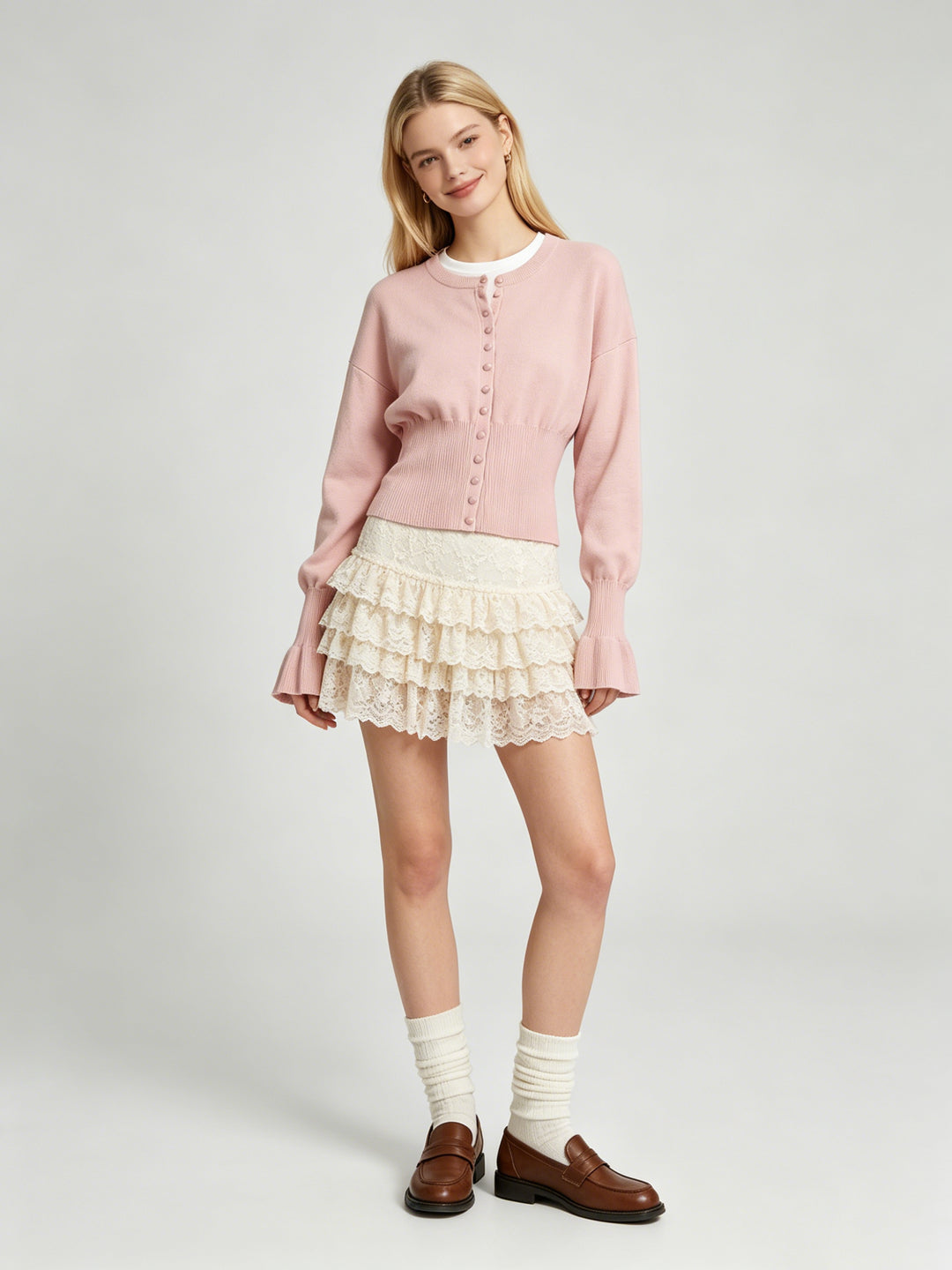 Women Relaxed Cozy Flared Cuff Knit Cardigan