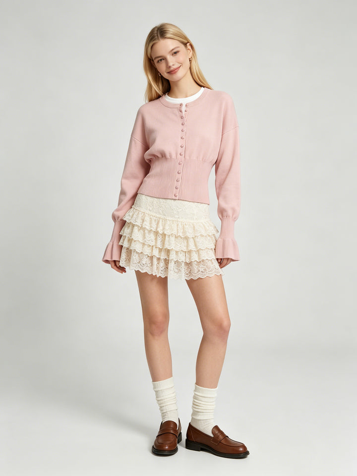 Women Relaxed Cozy Flared Cuff Knit Cardigan