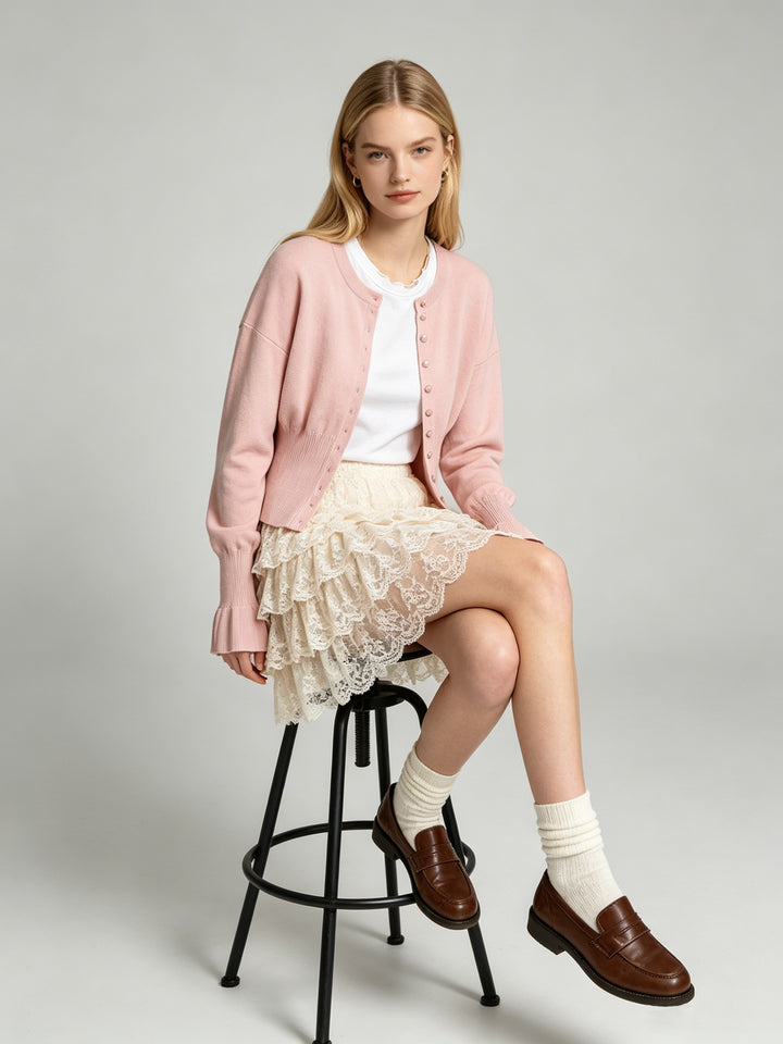 Women Relaxed Cozy Flared Cuff Knit Cardigan