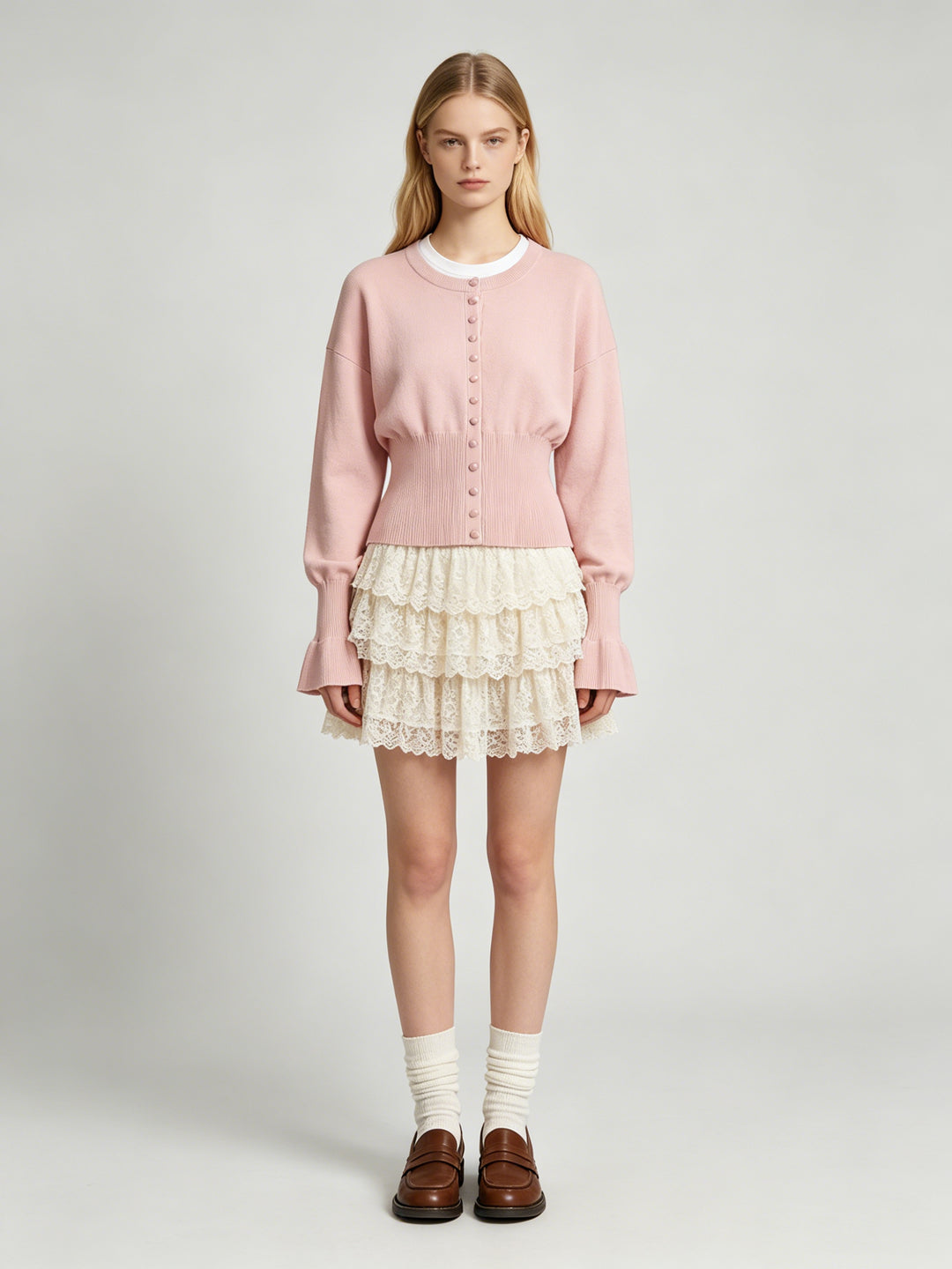 Women Relaxed Cozy Flared Cuff Knit Cardigan