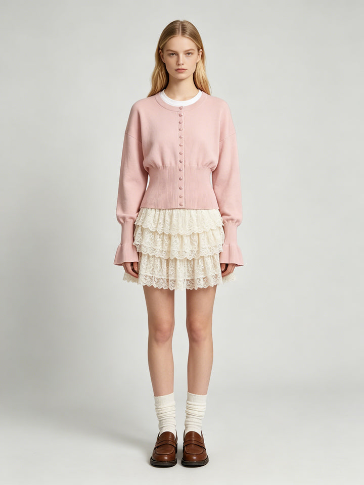 Women Relaxed Cozy Flared Cuff Knit Cardigan